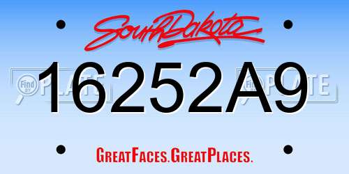 16252A9 South Dakota License Plate