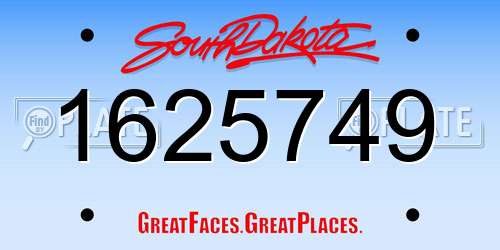 1625749 South Dakota License Plate