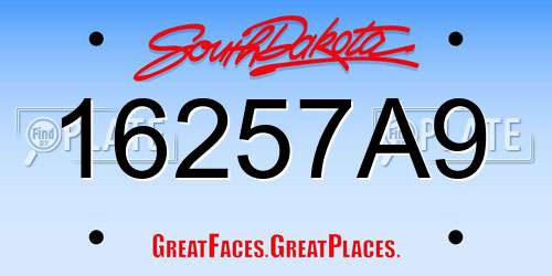16257A9 South Dakota License Plate