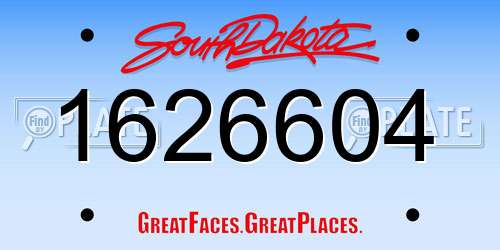 1626604 South Dakota License Plate