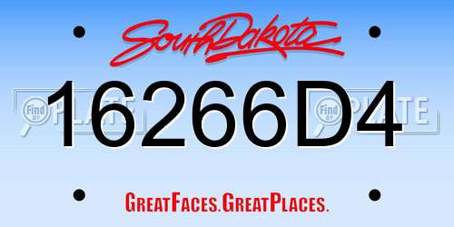 16266D4 South Dakota License Plate