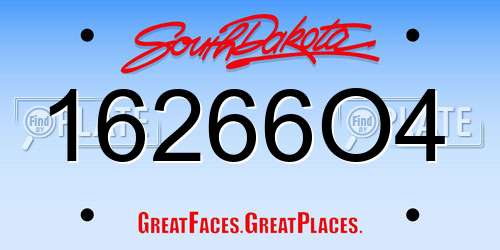 16266O4 South Dakota License Plate