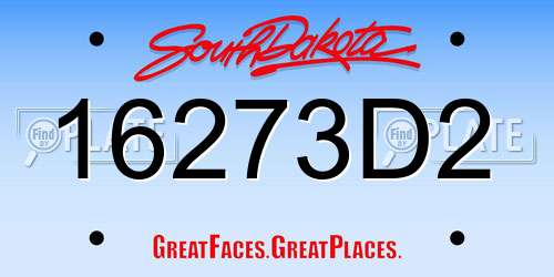 16273D2 South Dakota License Plate