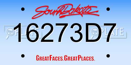 16273D7 South Dakota License Plate