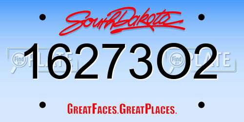 16273O2 South Dakota License Plate