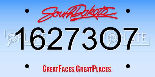 16273O7 South Dakota License Plate