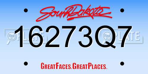 16273Q7 South Dakota License Plate