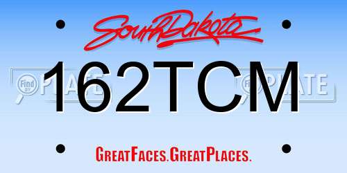 162TCM South Dakota License Plate