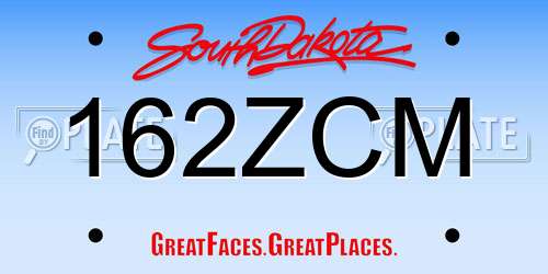 162ZCM South Dakota License Plate