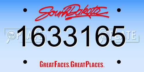 1633165 South Dakota License Plate