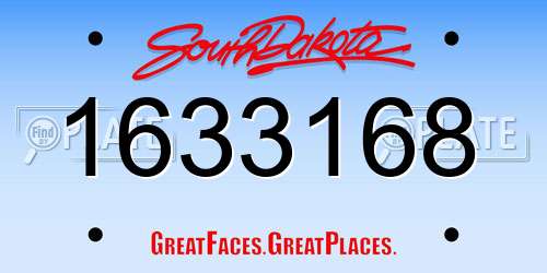 1633168 South Dakota License Plate