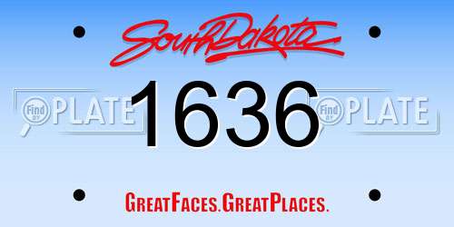 1636 South Dakota License Plate