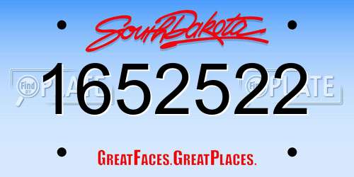 1652522 South Dakota License Plate