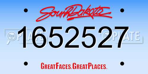 1652527 South Dakota License Plate