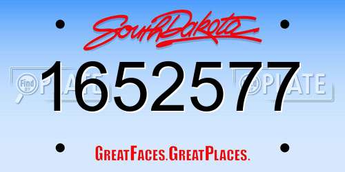 1652577 South Dakota License Plate