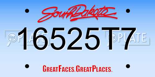 16525T7 South Dakota License Plate
