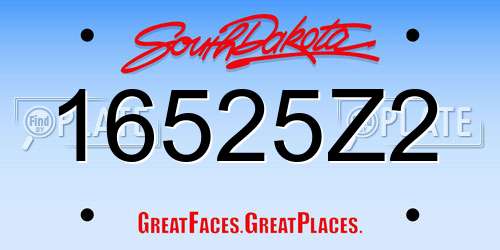 16525Z2 South Dakota License Plate