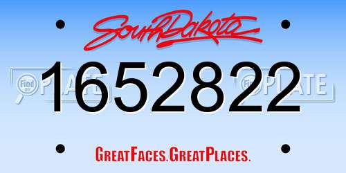 1652822 South Dakota License Plate