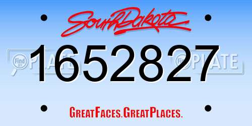 1652827 South Dakota License Plate