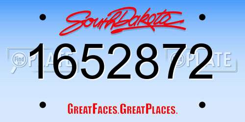 1652872 South Dakota License Plate