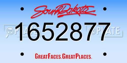 1652877 South Dakota License Plate