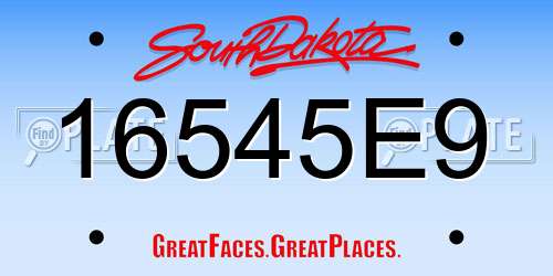 16545E9 South Dakota License Plate