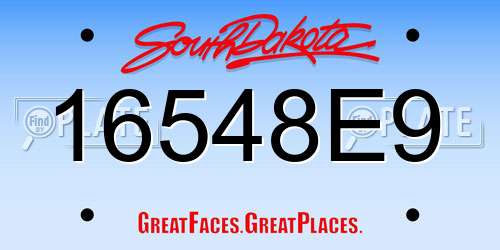 16548E9 South Dakota License Plate