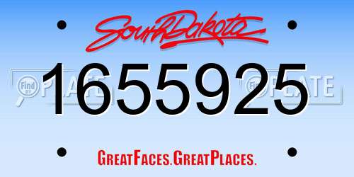 1655925 South Dakota License Plate