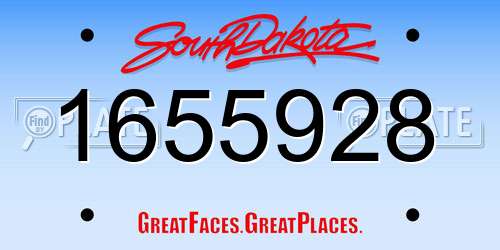 1655928 South Dakota License Plate
