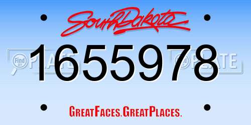 1655978 South Dakota License Plate