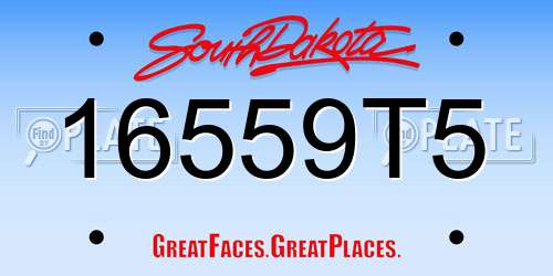 16559T5 South Dakota License Plate