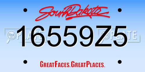 16559Z5 South Dakota License Plate
