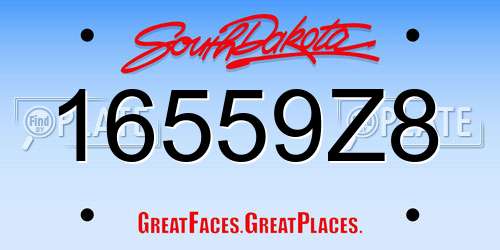 16559Z8 South Dakota License Plate
