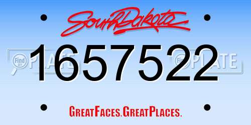 1657522 South Dakota License Plate