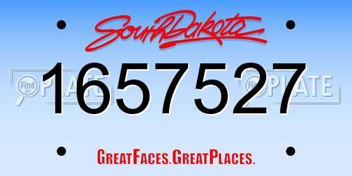 1657527 South Dakota License Plate