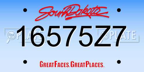 16575Z7 South Dakota License Plate