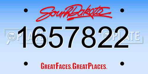 1657822 South Dakota License Plate