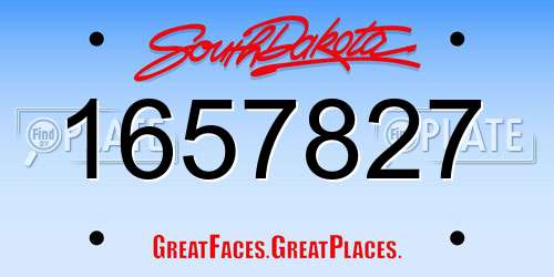 1657827 South Dakota License Plate