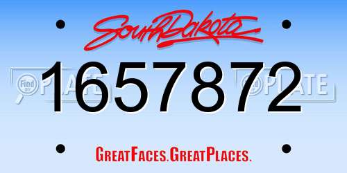 1657872 South Dakota License Plate