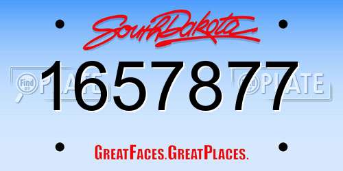 1657877 South Dakota License Plate
