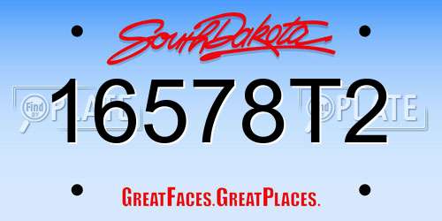 16578T2 South Dakota License Plate