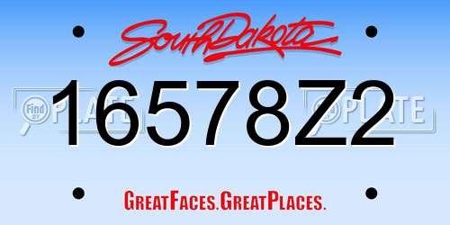 16578Z2 South Dakota License Plate