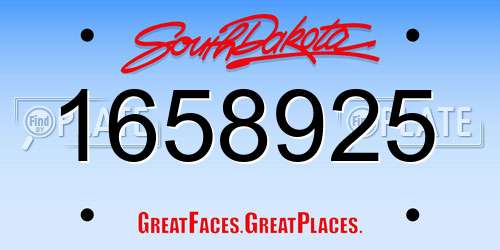 1658925 South Dakota License Plate