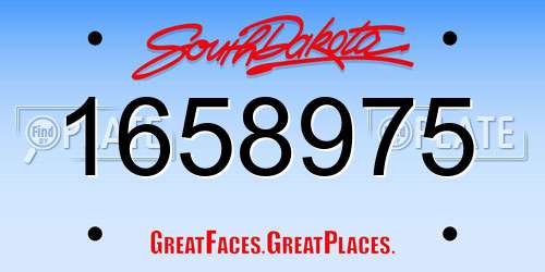 1658975 South Dakota License Plate