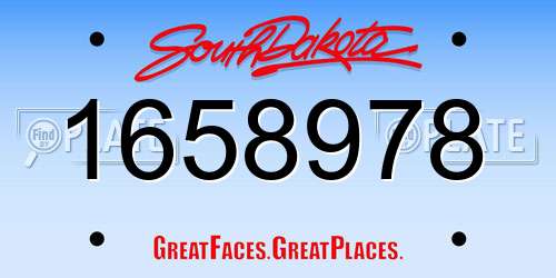 1658978 South Dakota License Plate