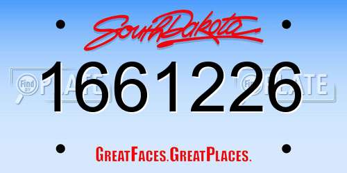 1661226 South Dakota License Plate