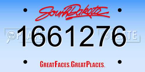 1661276 South Dakota License Plate