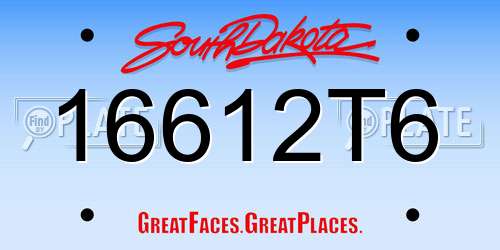 16612T6 South Dakota License Plate