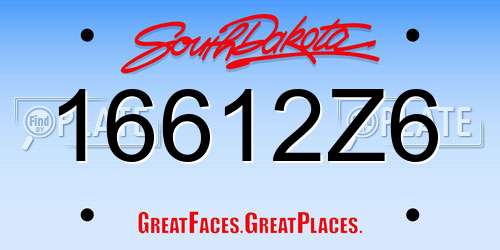 16612Z6 South Dakota License Plate