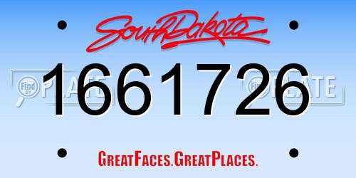 1661726 South Dakota License Plate